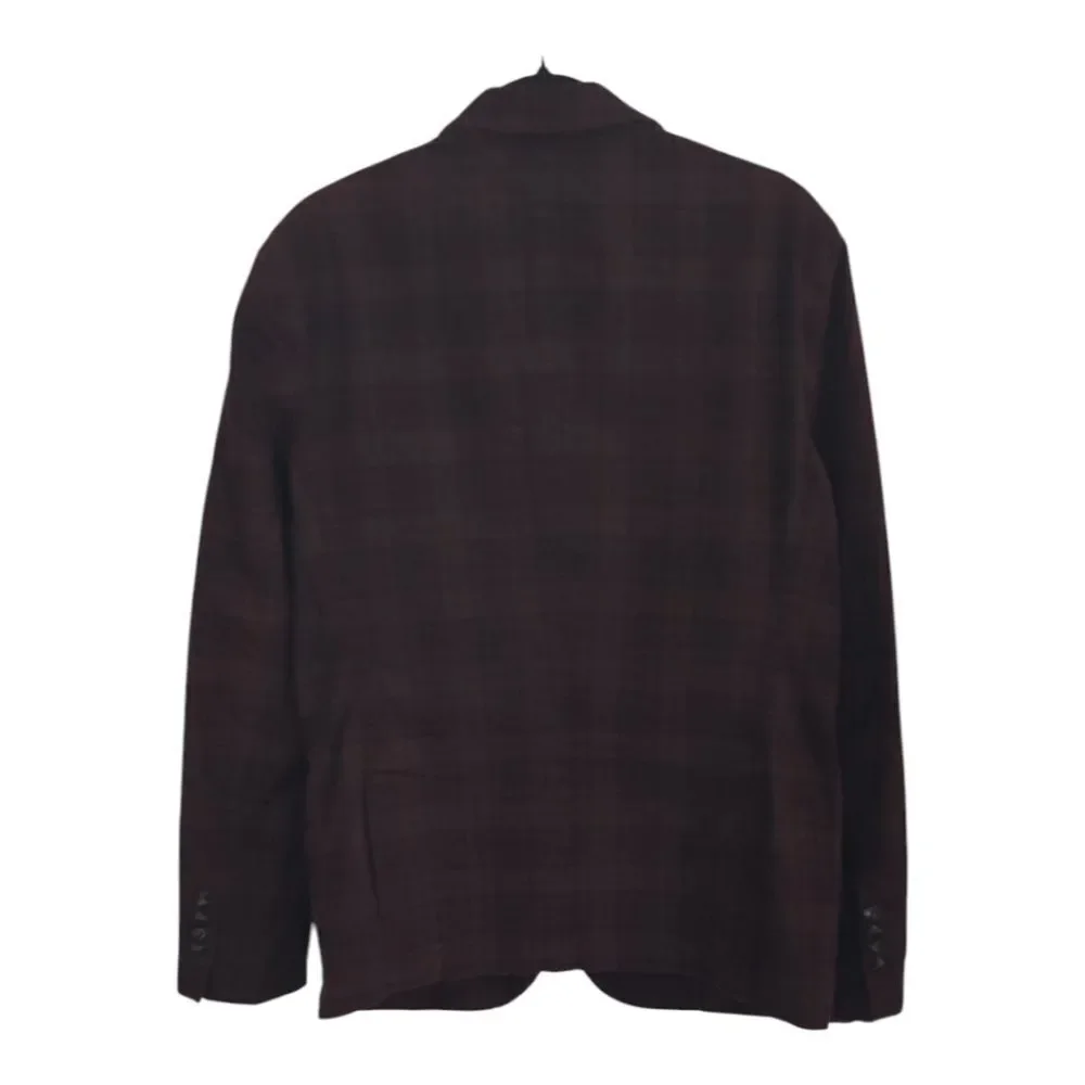 Classic Brown Checkered Men's Blazer Italy IT52 US 42R